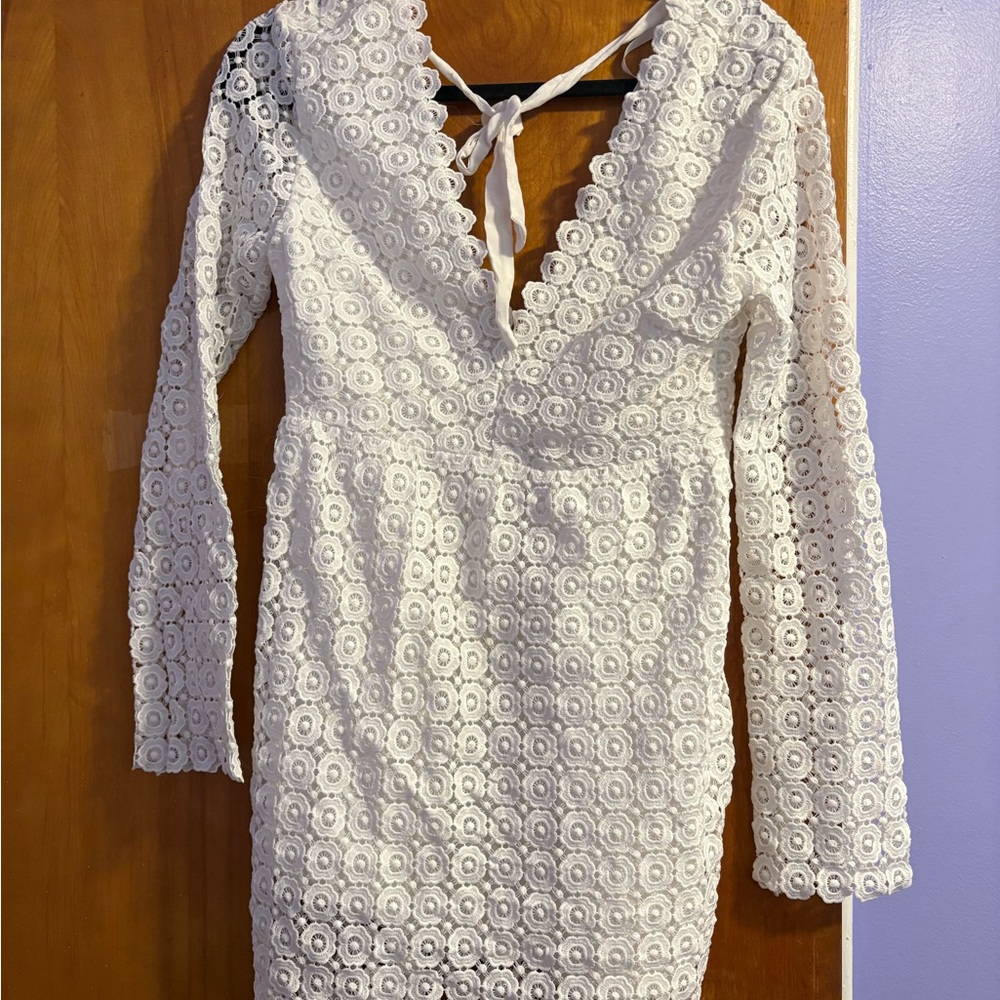 Wild Honey White Lace Long Sleeve Dress
